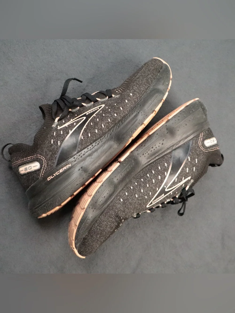 Brooks Glycerin StealthFit 20 Womens Running Shoes Black Peach Size 9.5⁠